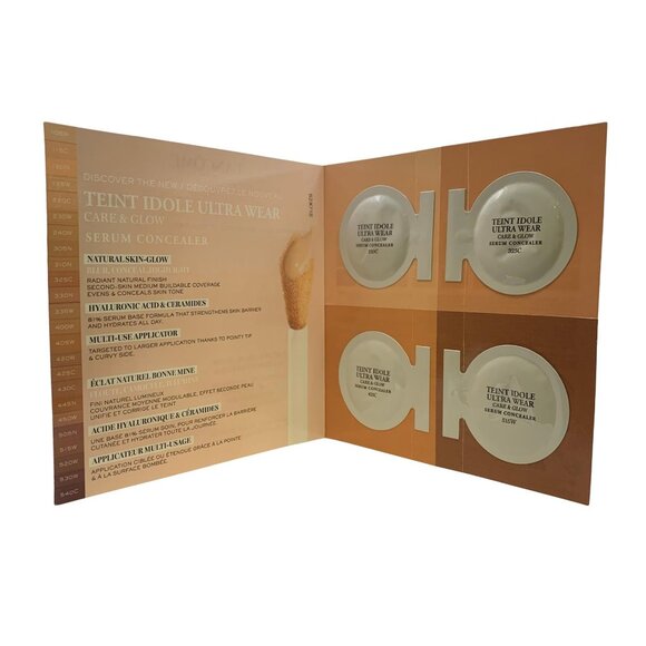Lancome Teint Idole Ultra Wear Care & Glow Foundation & Serum Sample Cards 2ea - Picture 3 of 4
